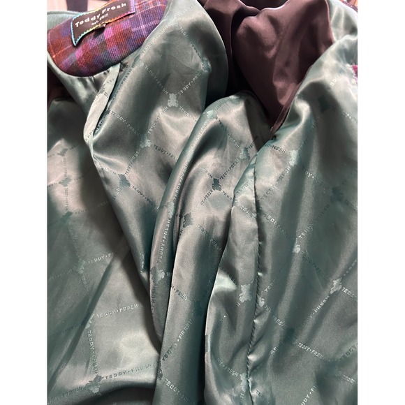Teddy Fresh Grandpa Jacket Patchwork Plaid Size Small Pocket Multi Color EUC - Picture 9 of 13